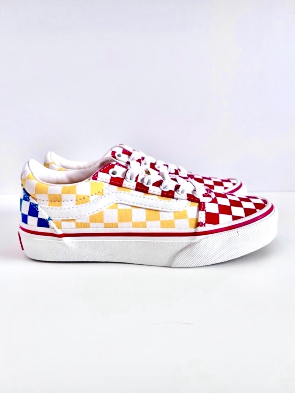 NWOT Vans Checkerboard Little Kid Sneakers Multicolor Lace-Up Unisex Size 13